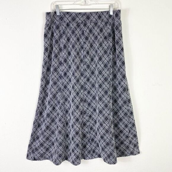 Avenue Black & White Plaid Twee A Line Midi Skirt Size 14/16 - Picture 2 of 5